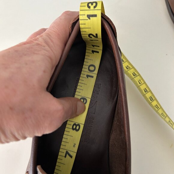 Mens Brown Leather Ferragamo Loafers Slip-Ons Designer Mens Shoes Sz 7.5 EE - Picture 14 of 16